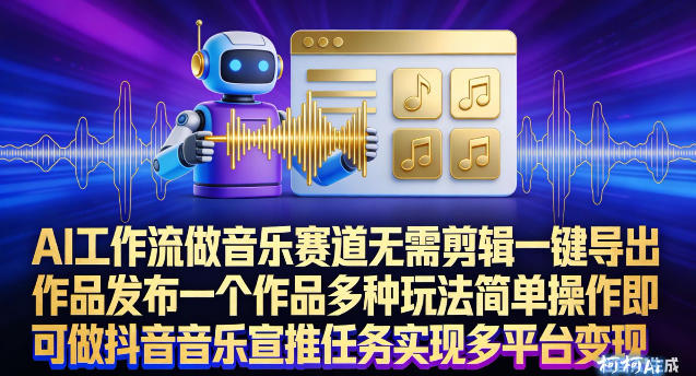 AI音乐工作流：无需剪辑一键导出，多玩法搞定抖音音乐宣推，新手轻松上手做作品发布