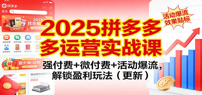 2025拼多多运营实战课：强付费+微付费+活动爆流全攻略，盈利玩法深度解锁（最新更新）