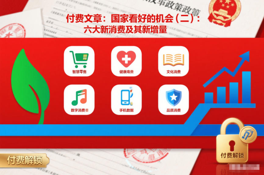 付费文章：国家看好新消费机会(二)：六大领域新增量解析