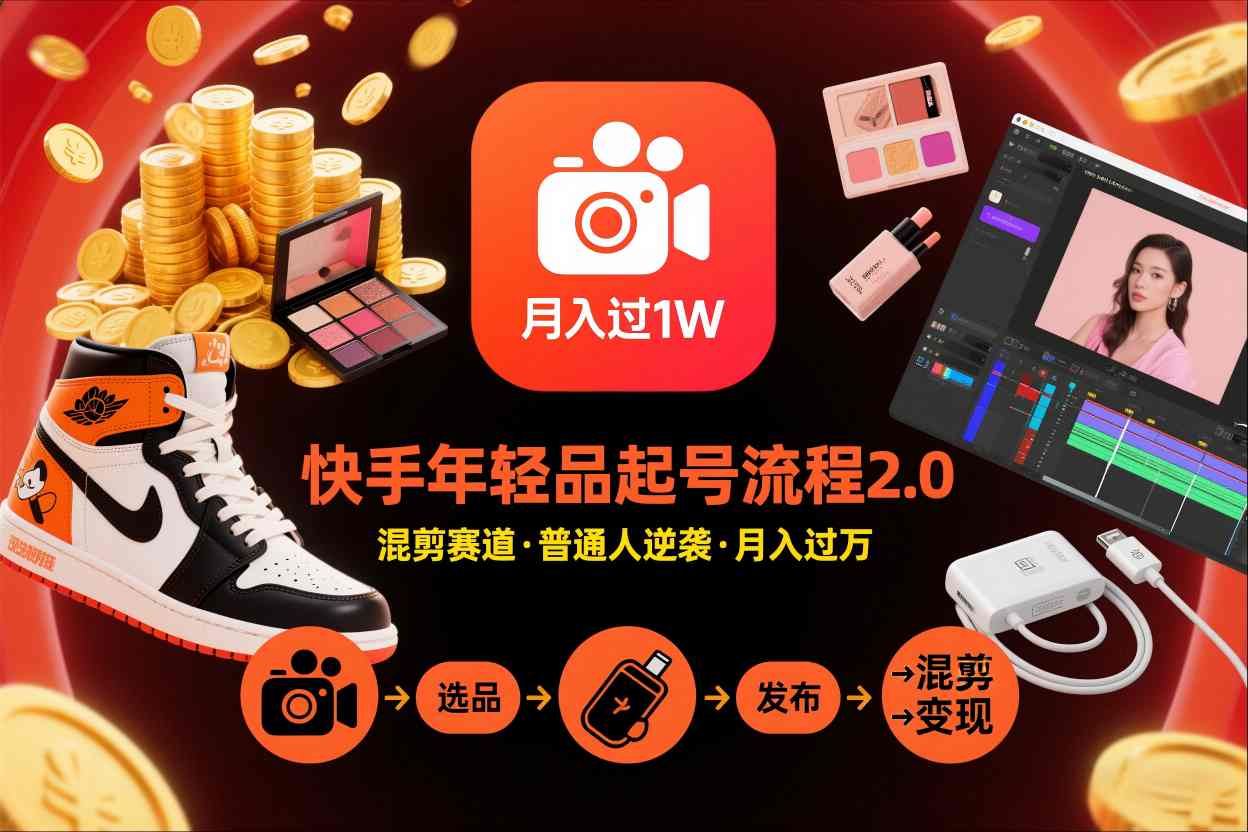 快手年轻品混剪带货：2024起号流程2.0升级版，普通人从0到1月入过1W实操指南