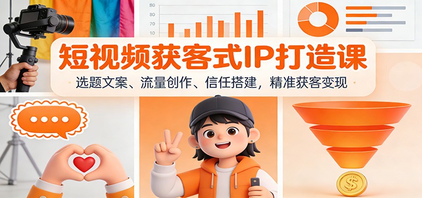 短视频获客IP打造课：选题文案+流量创作+信任搭建，精准获客变现全攻略