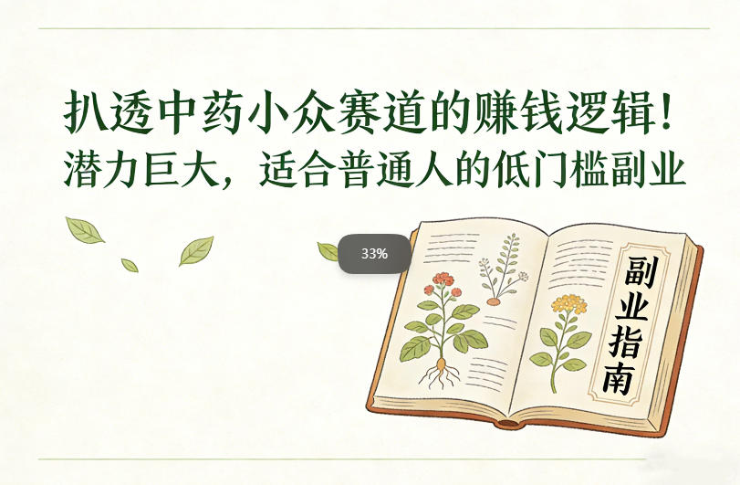 中药小众赛道副业：普通人低门槛赚钱逻辑扒透，潜力巨大，轻松入局！