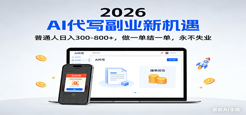 2026副业新风口！普通人0门槛AI代写，日入300-800，做一单秒结！