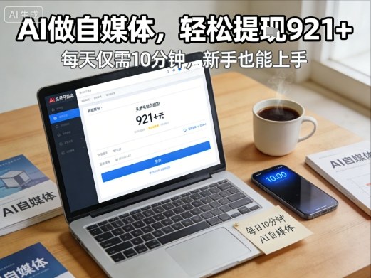 每天10分钟！头条号AI自媒体：收益921+不难，附手把手视频教程