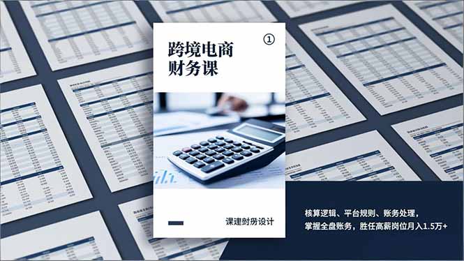 跨境电商财务课：核算逻辑+平台规则+账务处理，掌握全盘账务，胜任高薪岗位月入1.5万+