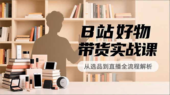 B站好物带货实战课：从账号定位、选品拍摄到运营变现全流程教学，手把手教你UP主月入过万