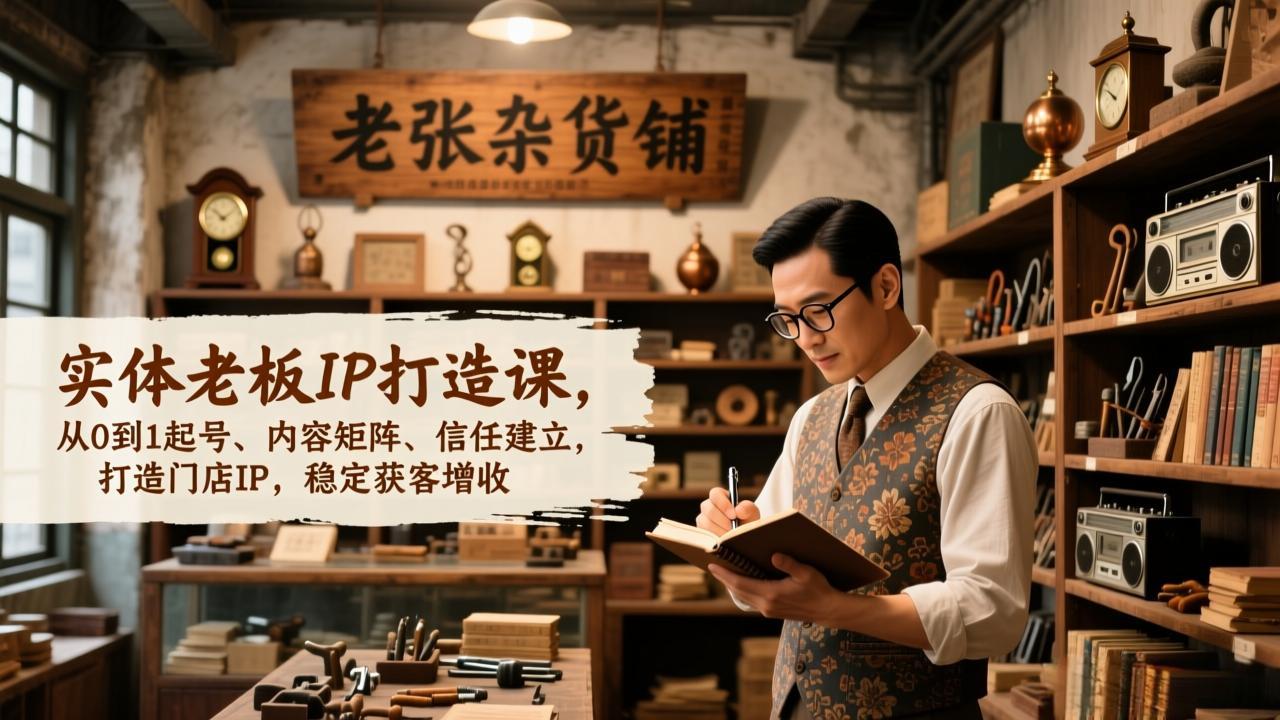 实体老板门店IP打造指南：从0到1起号+内容矩阵+快速建立信任，实现稳定获客增收