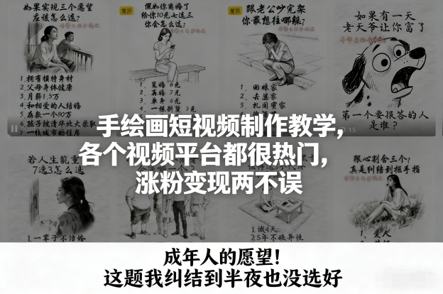 手绘画短视频制作教学：各大平台热门技巧，涨粉变现两不误