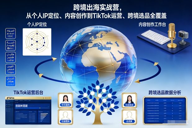 跨境出海实战营：个人IP定位+内容创作+TikTok运营+跨境选品全攻略