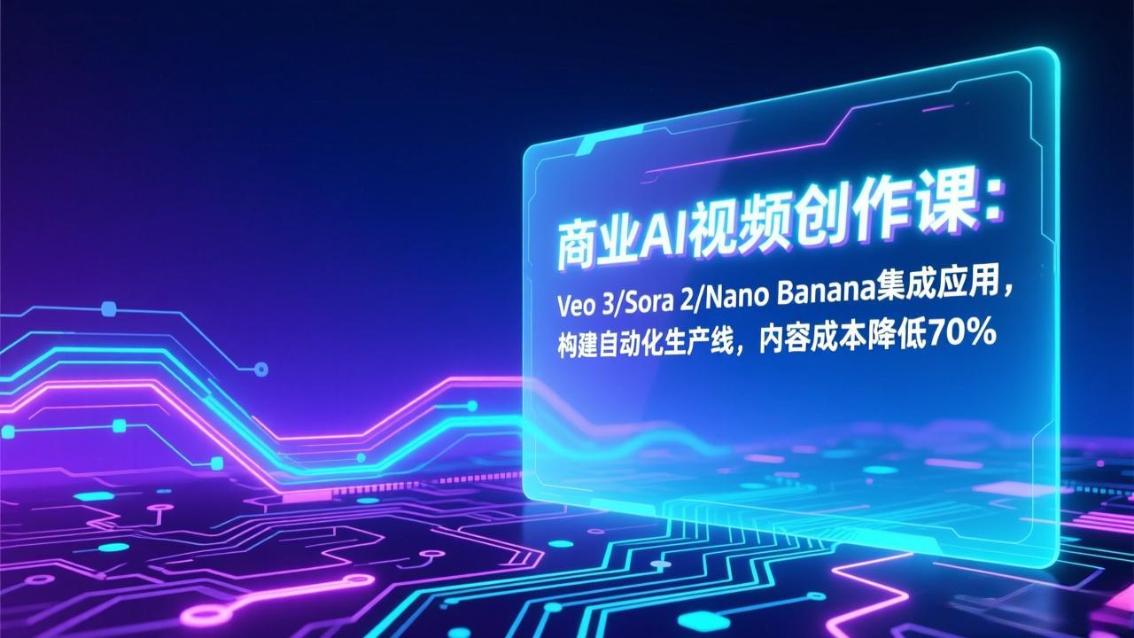 商业AI视频创作课：Veo 3/Sora 2/Nano Banana集成应用，构建自动化生产线，内容成本直降70%
