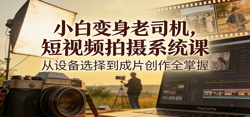 短视频拍摄系统课：从小白到老司机，设备选择+成片创作全掌握