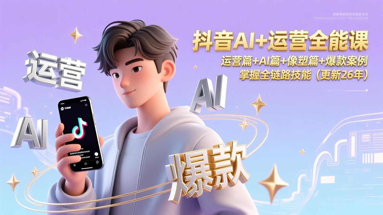 抖音AI+运营SOE全链路课：运营篇+AI篇+像塑篇+爆款案例（2026最新更新）