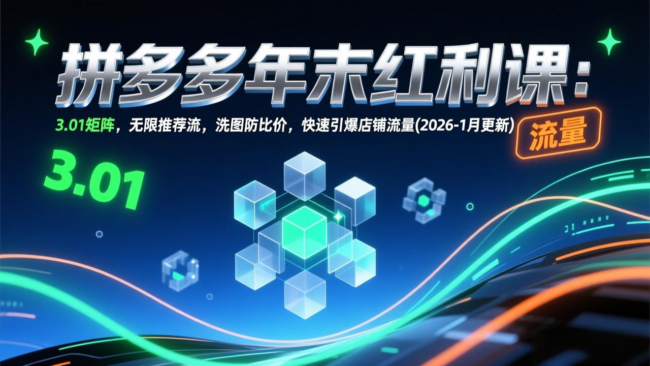 拼多多2026年1月更新：年末红利课掌握3.01矩阵+无限推荐流+洗图防比价，快速引爆店铺流量