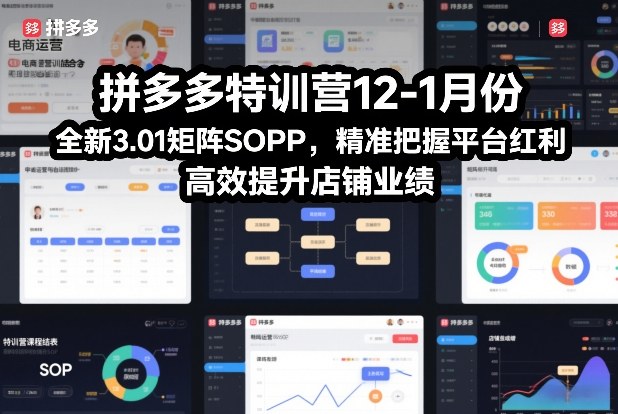 拼多多特训营12月-1月开营！全新3.01矩阵SOP，精准抓平台红利，高效提升店铺业绩