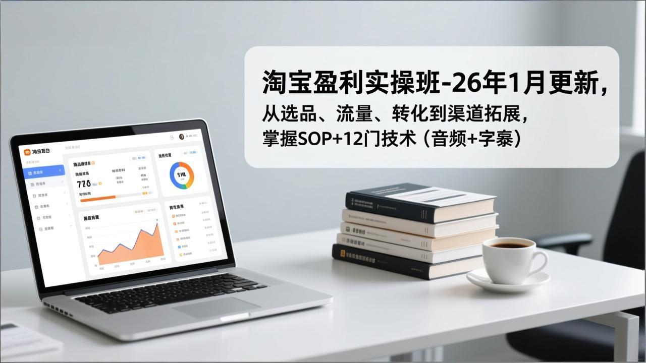 淘宝盈利SOP实操班-26年1月更新：从选品、流量、转化到渠道拓展，掌握12门核心技术（音频+字幕）