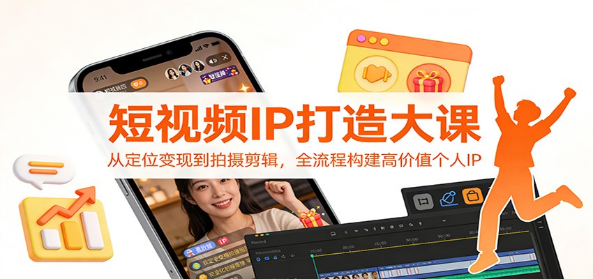 短视频IP打造全流程课：从定位变现到拍摄剪辑，系统构建高价值个人IP