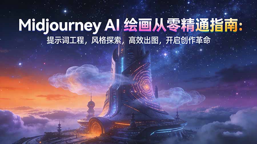 Midjourney AI绘画从零开始：提示词工程+风格探索+高效出图全攻略，开启创作革命