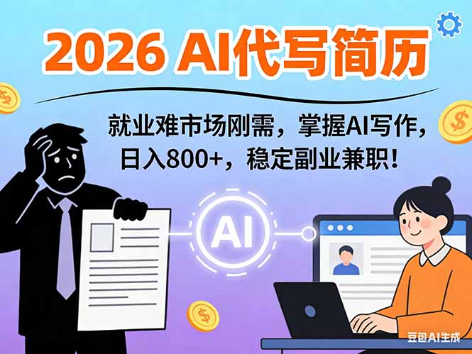 AI代写简历：2026年市场刚需！万能模板实战教程，月入1-3万超暴利攻略