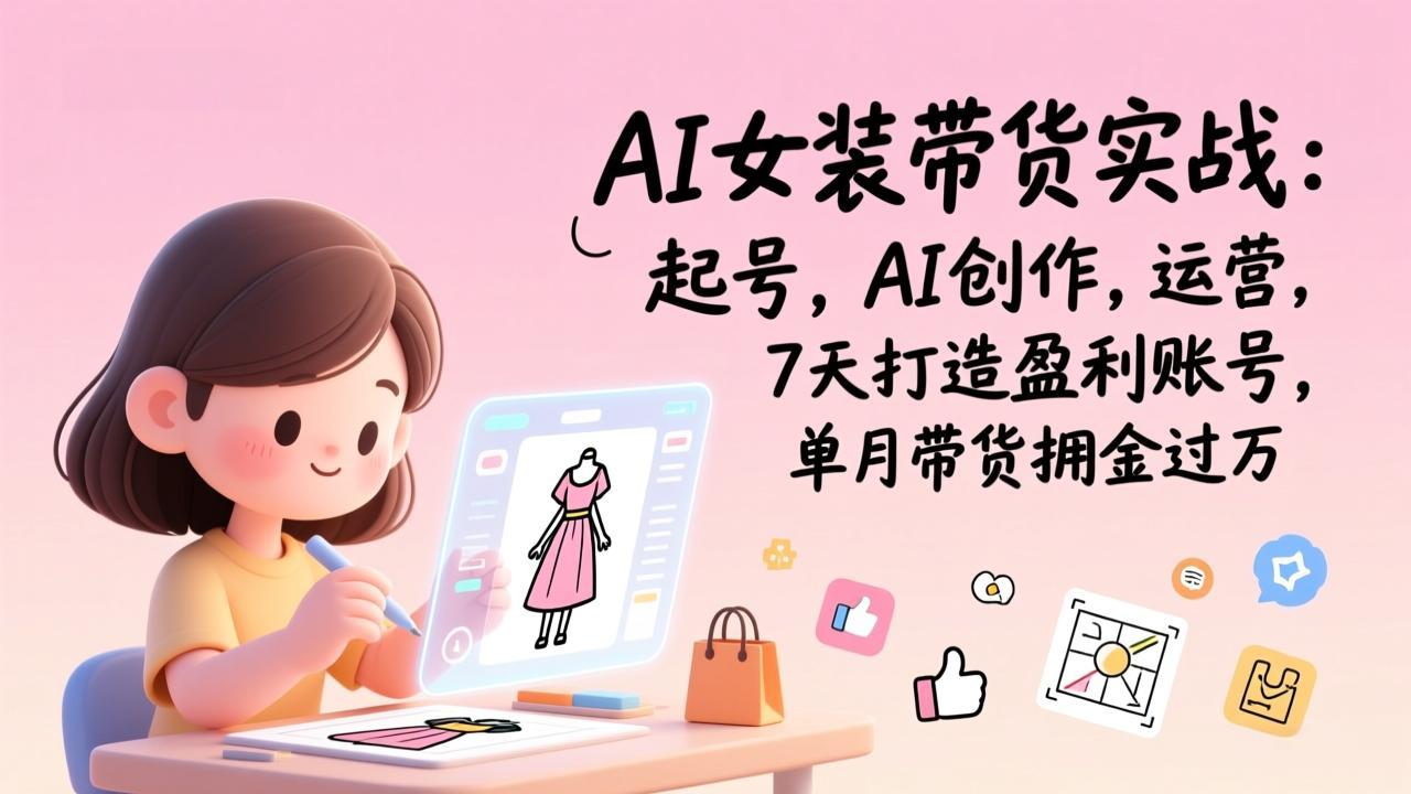AI女装带货实战班：7天起号+AI创作+运营，单月带货佣金过万（更新）