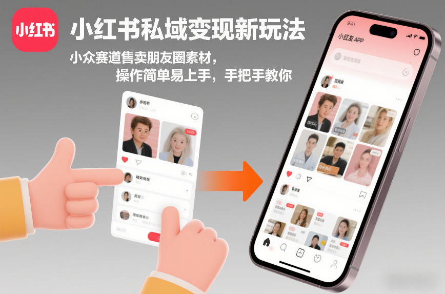 小红书私域变现新玩法：小众赛道朋友圈素材售卖，操作简单手把手教，小白也能轻松上手