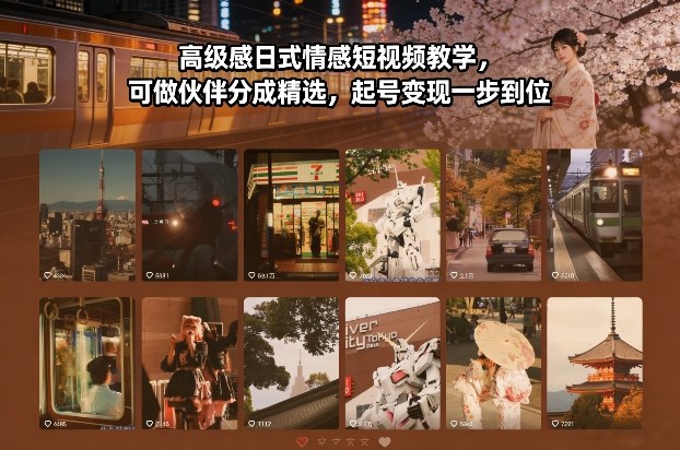 高级感日式情感短视频教学：精选高分成合伙人模式，起号变现一步到位