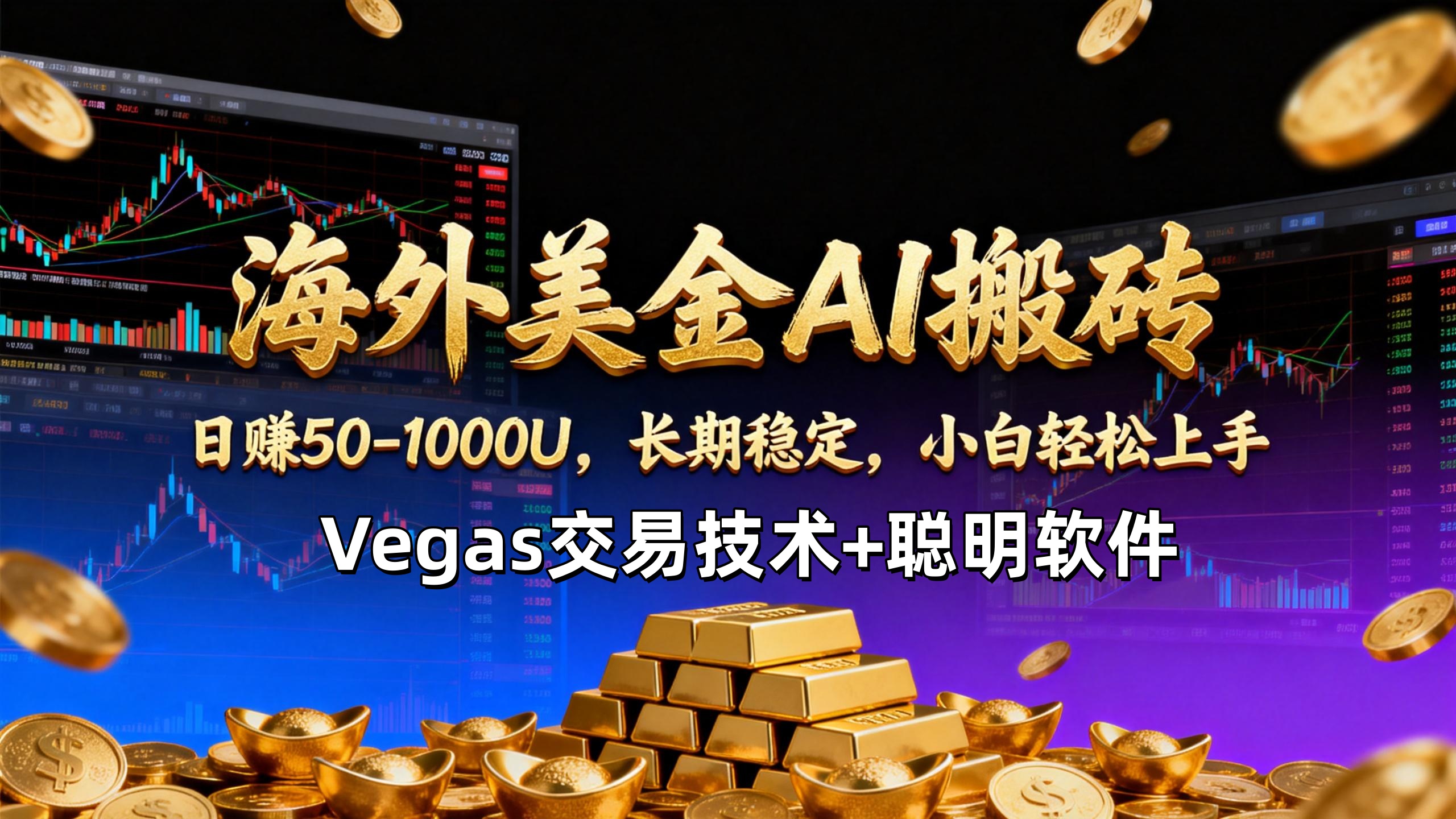 海外美金AI搬砖：Vegas交易技术+聪明软件，日赚50-1000U长期稳定，小白轻松上手