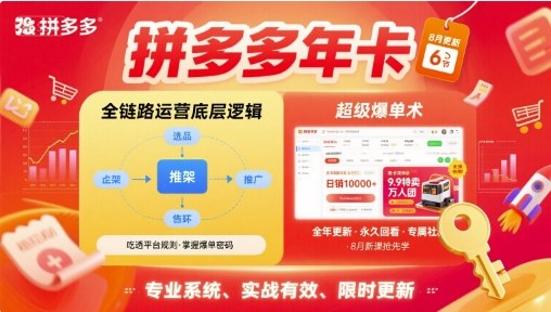 拼多多年卡运营：全链路底层逻辑+超级爆单术（2026年1月更新）