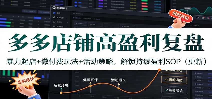 多多店铺高盈利复盘：暴力起店+微付费+活动策略，解锁持续盈利SOP（更新）