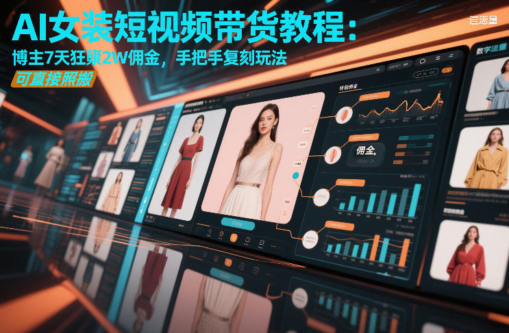 AI女装短视频带货教程：博主7天狂赚2W佣金，手把手复刻玩法，新手可直接照搬
