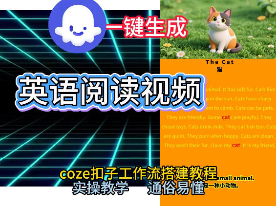 Coze工作流一键搭建少儿英语阅读短视频：从0到1实操教学，小白也能学会生成AI智能体