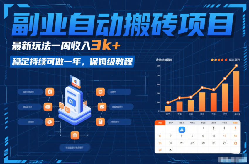 最新副业自动搬砖项目：一周稳赚3k+，持续1年可做，保姆级教程全揭秘