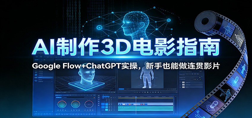AI 3D电影制作指南：Google Flow+ChatGPT实操，新手也能做出连贯影片