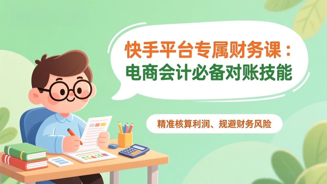 快手电商会计必学！专属对账技能：精准核算利润+规避财务风险，告别账目混乱