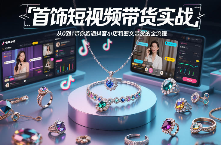 首饰短视频带货从0到1实战：抖音小店+图文带货全流程指南