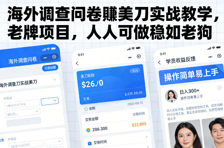 海外调查问卷赚美元实战教学：老牌稳定项目，零门槛人人可做