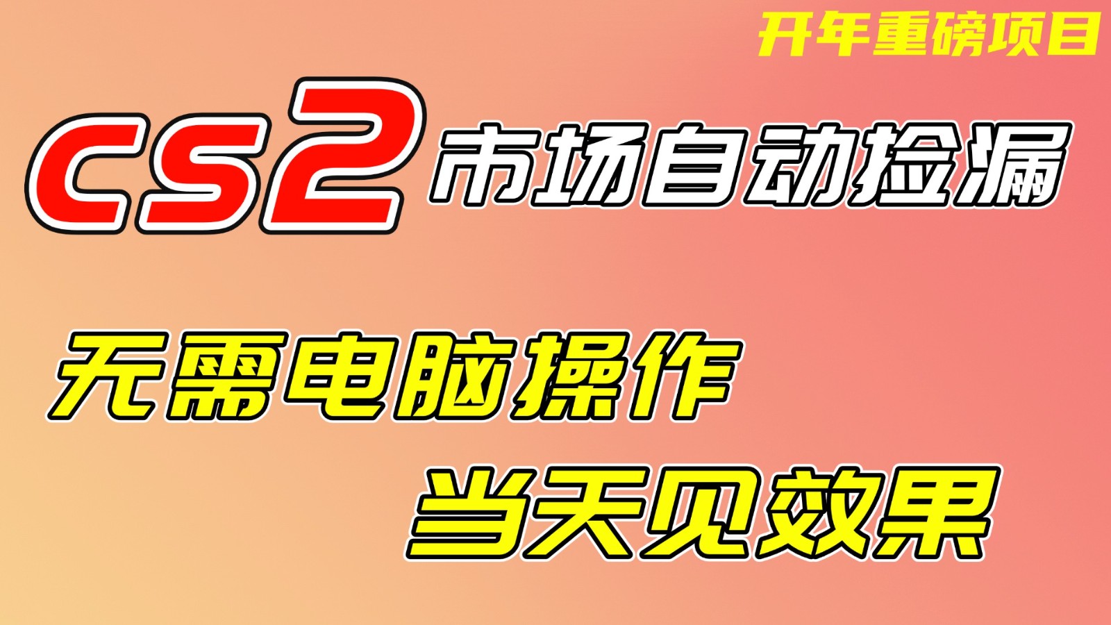 CS2市场挂机：无需电脑操作+无需进游戏，当天见效，支持全形式验证