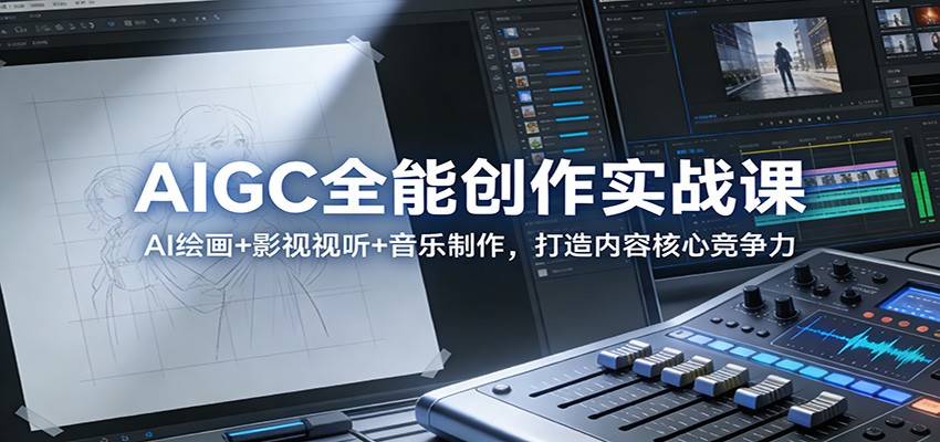 AIGC全能创作实战课：AI绘画+影视视听+音乐制作全流程掌握，打造内容核心竞争力