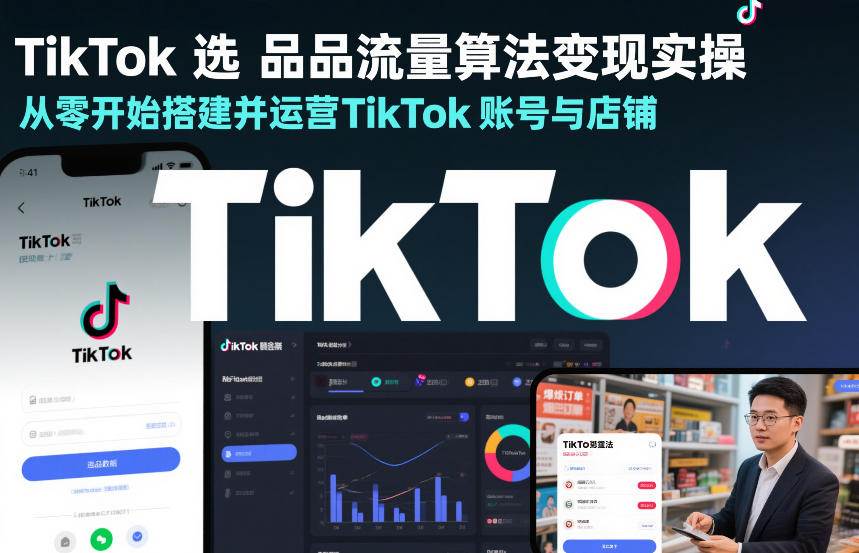 TikTok从零开始搭建账号与店铺：选品+流量算法变现实操指南