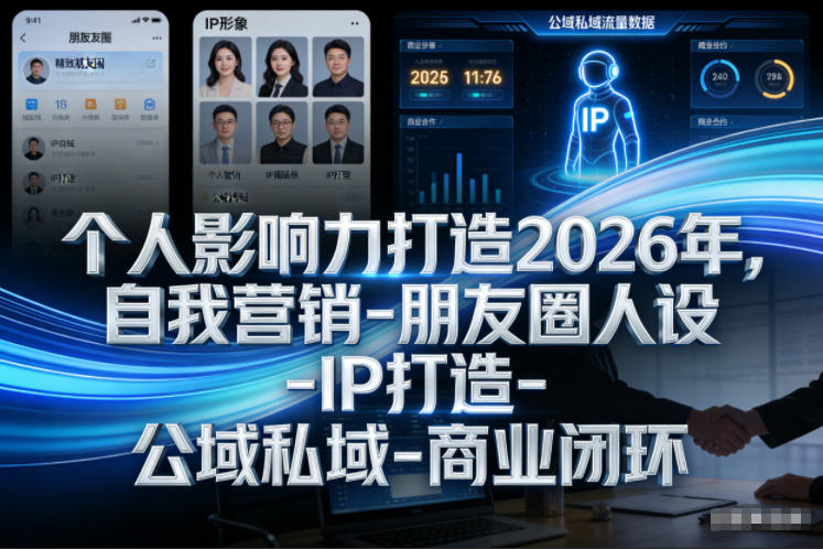 2026个人影响力打造全攻略：自我营销+朋友圈人设+IP打造，公域私域联动实现商业闭环