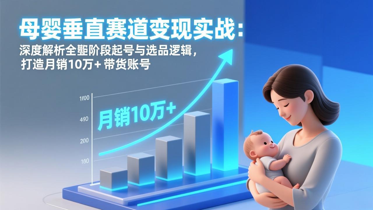 母婴垂直赛道变现实战：拆解三大阶段起号+选品逻辑，打造月销10万+带货账号
