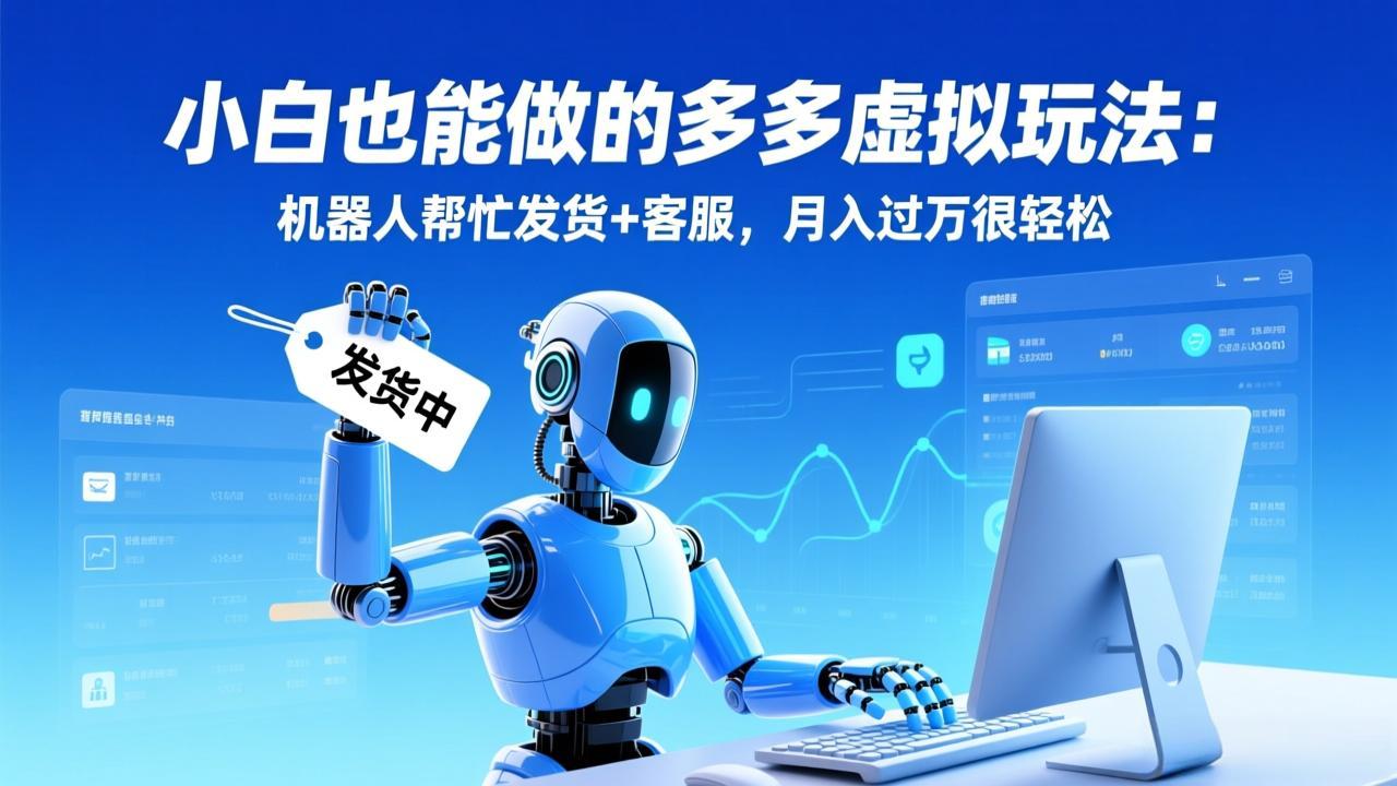 拼多多虚拟玩法：新手小白也能做，机器人自动发货+客服，月入过万很简单