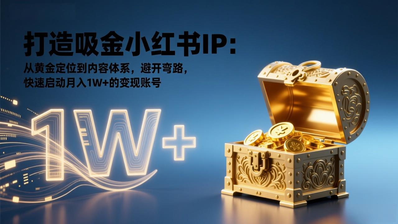 小红书IP月入1W+避坑指南：黄金定位+内容体系全攻略，0基础快速启动变现账号