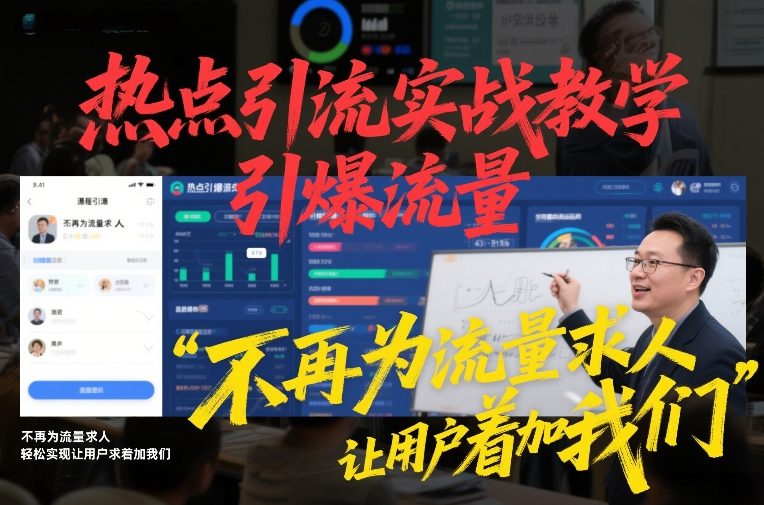 热点引流实战教学：引爆流量不再求人，让用户主动求着加你！