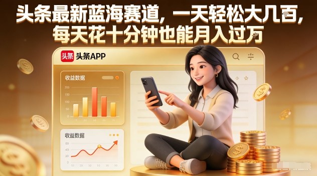 头条最新蓝海赛道！每天10分钟，日入几百轻松月入过万，方法大揭秘