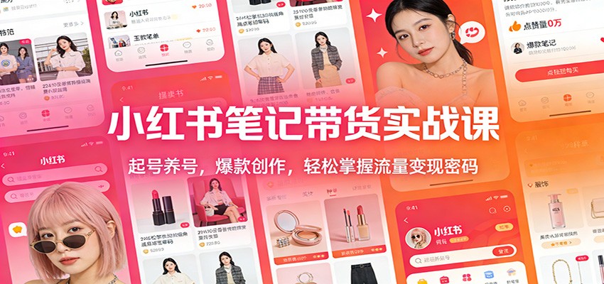 小红书笔记带货实战课：起号养号+爆款创作，轻松掌握流量变现密码
