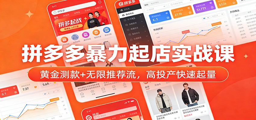拼多多高效起店实战：黄金测款+推荐流玩法，高投产快速起量技巧