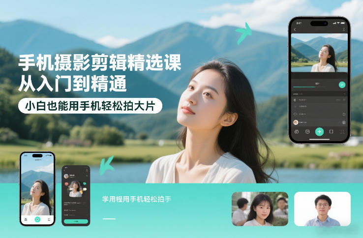 手机摄影剪辑全攻略：零基础入门到精通，小白秒变拍片高手