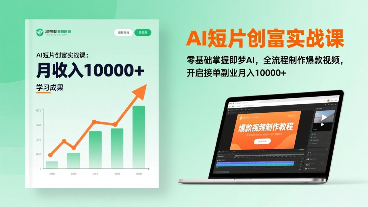 AI短片创富实战课：零基础掌握即梦AI，全流程制作爆款视频，接单副业月入10000+(更新)