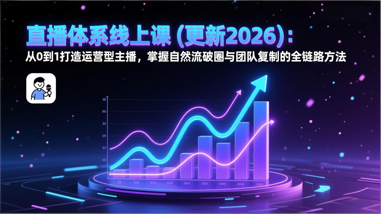直播体系线上课2026更新：从0到1打造运营型主播，掌握自然流破圈与团队复制全链路