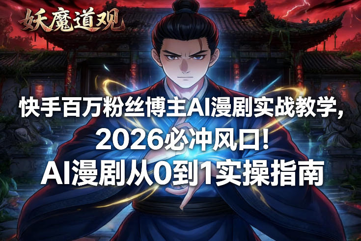 AI漫剧2026必冲风口！快手百万粉丝博主从0到1实战教学指南